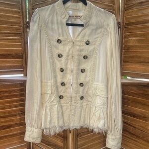 Free People Cream Double-Breasted Blazer Size M